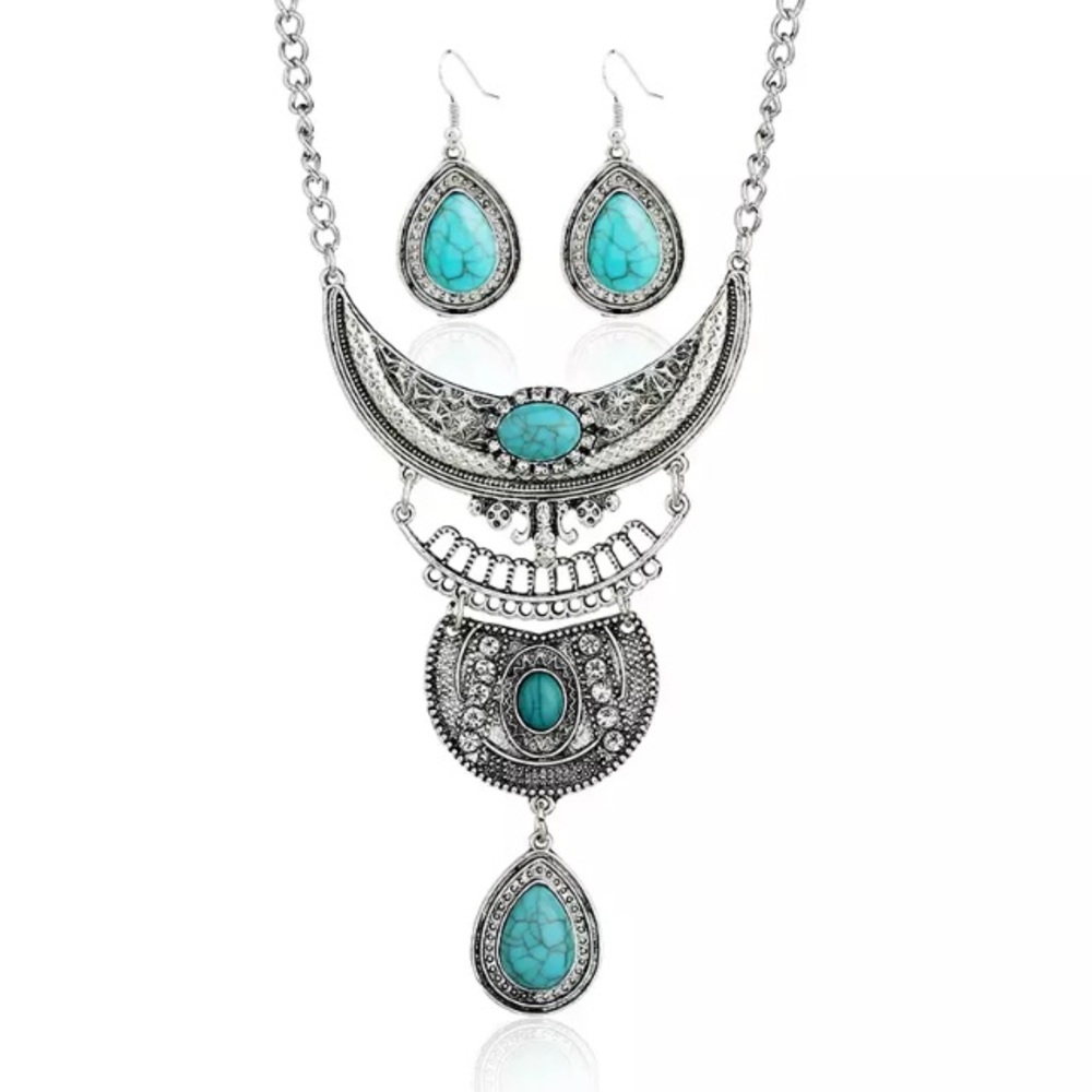 RESTOCKED! 5⭐️ Boho Statement Necklace Earrings - Picture 3 of 7